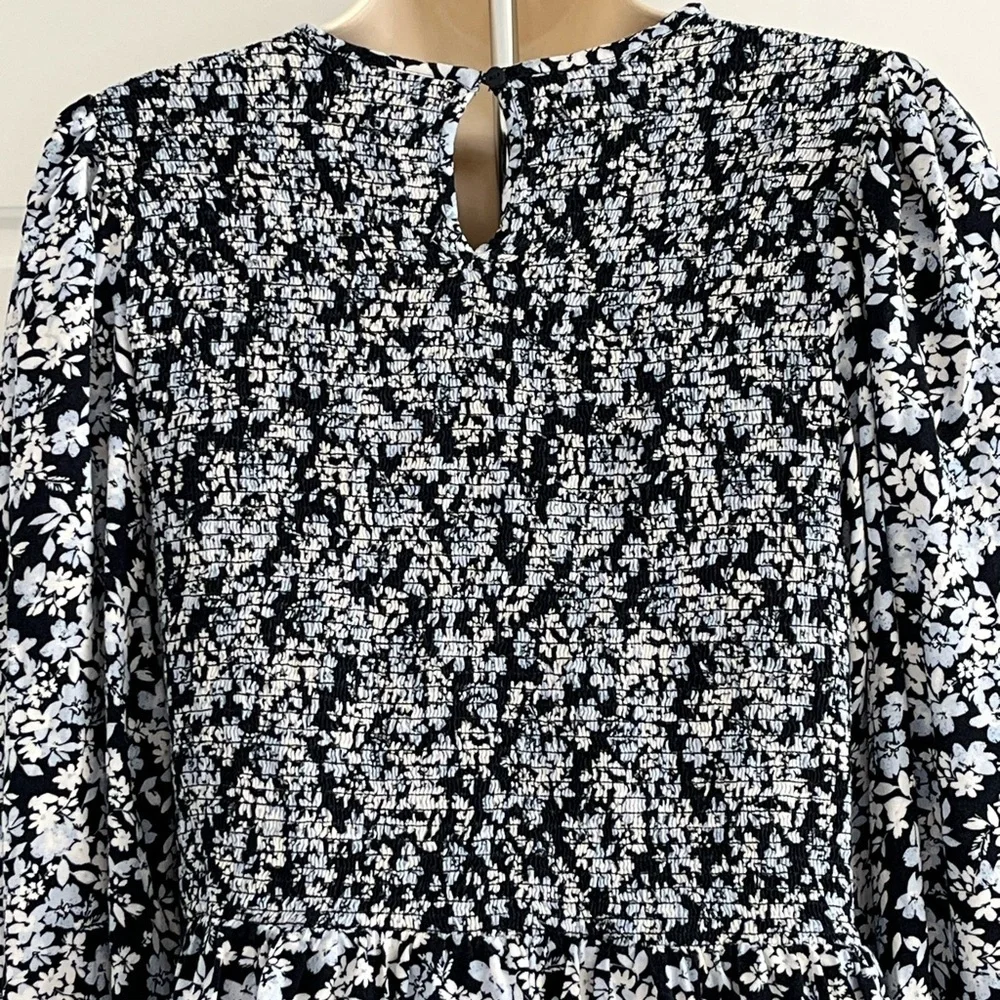 OLD NAVY Fit & Flare Long-Sleeve Smocked Mini Dress Ditsy Floral Boho Size L